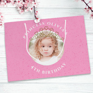 Cute Pink Birthday Girl Princess Tiara Simple  Large Gift Bag