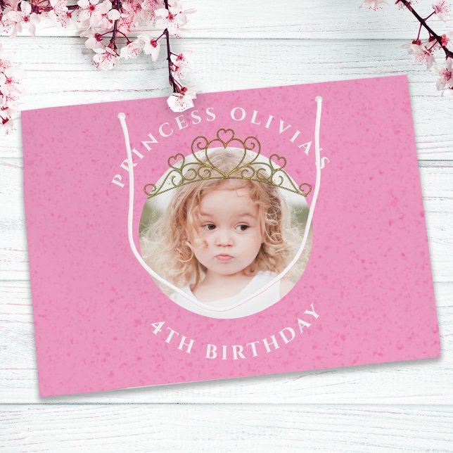 Cute Pink Birthday Girl Princess Tiara Simple  Large Gift Bag (Creator Uploaded)