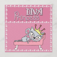 Cute Pink Birthday Party Diva Princess Kitty Cat