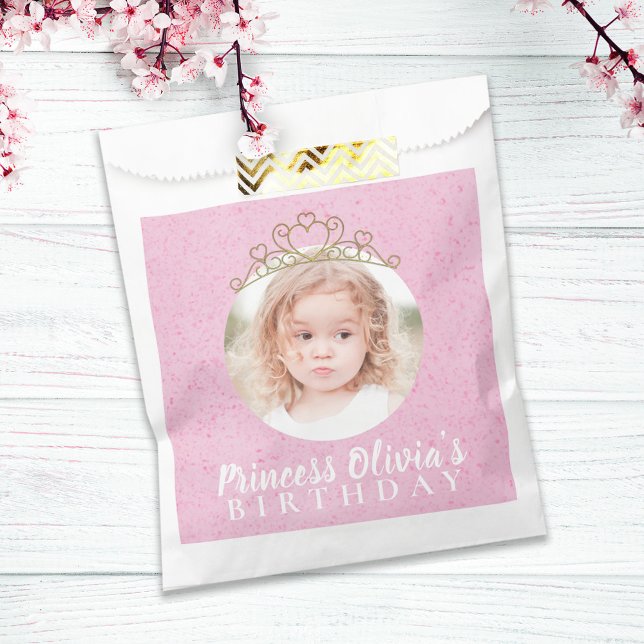 Cute Pink Birthday Simple Photo Princess Tiara  Favour Bags (Creator Uploaded)