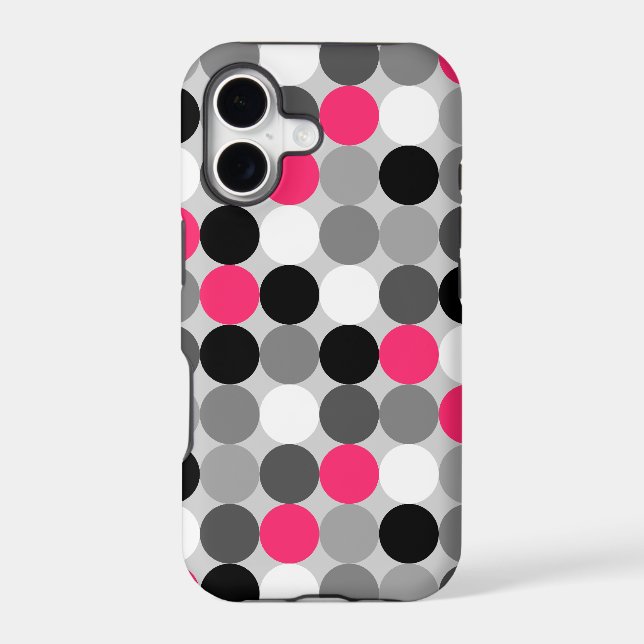 Cute pink black and white dots vector pattern (Back)