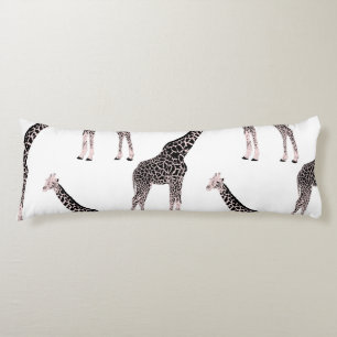 Cute Pink & Black Giraffe Animal White Design Body Cushion