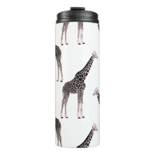 Cute Pink & Black Giraffe Animal White Design Thermal Tumbler