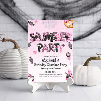 Cute Pink Black Halloween Slumber Party