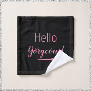 Cute Pink & Black Hello Gorgeous Quote Slogan Bath Towel Set