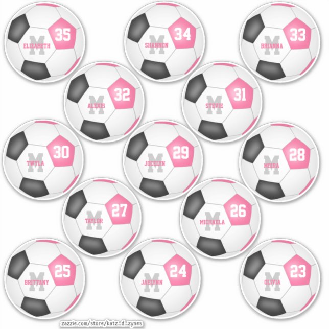 cute pink black individual soccer players (Front)