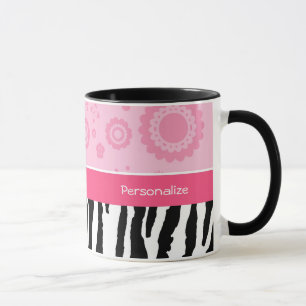 Cute Pink Black Shoes Trendy Zebra Print With Name Mug