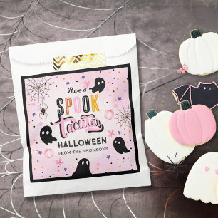 Cute Pink Black Sweet Spooky Halloween Ghost Favour Bags
