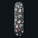 Cute Pink Black Unicorn Rainbow Floral Stars Skateboard<br><div class="desc">This cute and magical pattern is perfect for the fun-spirited and trendy woman or girl. It features hand-drawn illustrations of unicorns, flowers with leaves, rainbows, and shooting stars on top of a simple black background. The design color theme includes bubblegum pink, blush pink, teal green, periwinkle blue, purple, yellow, and...</div>
