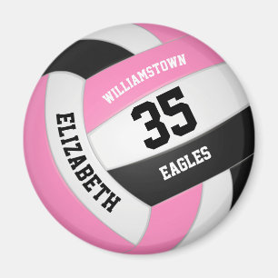 cute pink black volleyball team name girls magnet