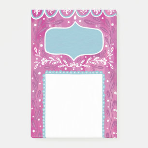 Cute pink blue floral pattern. Botanical abstract Post-it Notes