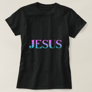 Cute Pink Blue Glitter Jesus Name  T-Shirt