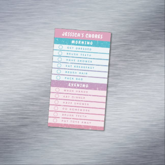 Cute Pink Blue Glitter Kids Daily Chores Magnet