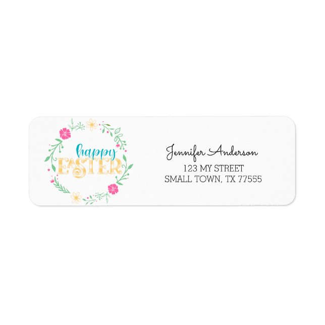Cute Pink Blue Green Spring Happy Easter Address (Front)