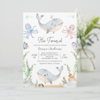Cute Pink Blue Twins Under Sea Baby Shower