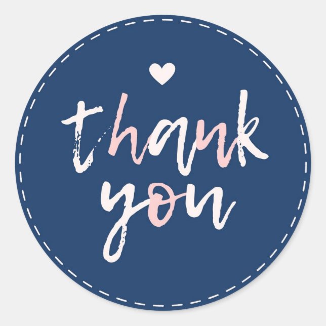Cute pink blush blue thank you for purchase classic round sticker (Front)