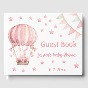 Cute Pink Blush Bunny Baby Shower Guest Book