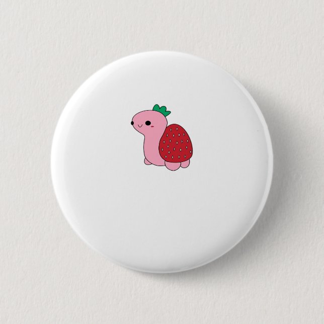 Cute pink blushing strawberry turtle Classic T-Shi 6 Cm Round Badge (Front)