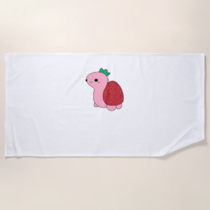 Cute pink blushing strawberry turtle Classic T-Shi Beach Towel