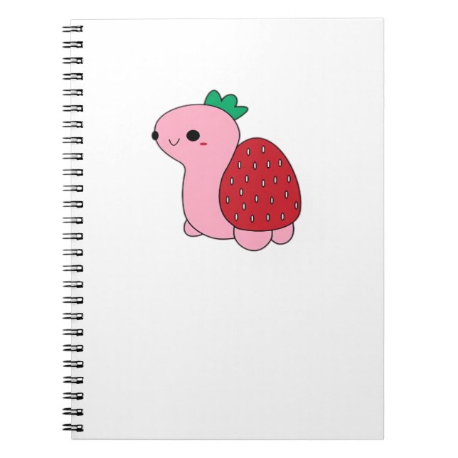 Cute pink blushing strawberry turtle Classic T-Shi Notebook (Front)