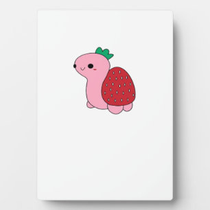 Cute pink blushing strawberry turtle Classic T-Shi Plaque