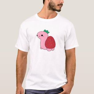 Cute pink blushing strawberry turtle Classic T-Shi T-Shirt