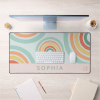 Cute Pink Boho Rainbow Initials