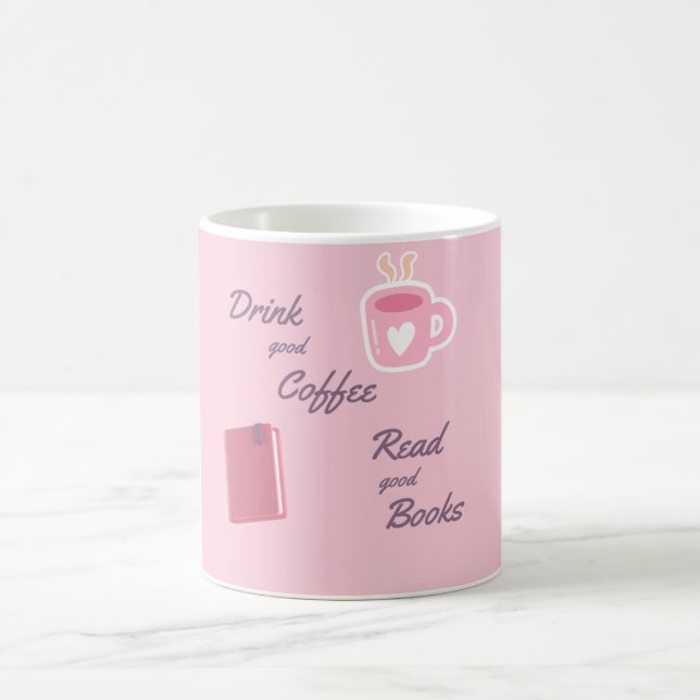 Cute Pink Book Lover Coffee Cup (Center)