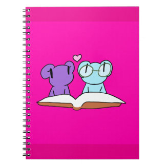 Cute pink booklovers frog  notebook