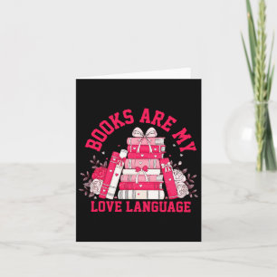 Cute Pink Books Are My Love Language Valentine Boo Card