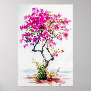 Cute Pink Bougainvillea Tree Poster