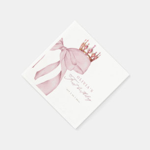 Cute Pink Bow 1st Birthday Napkin