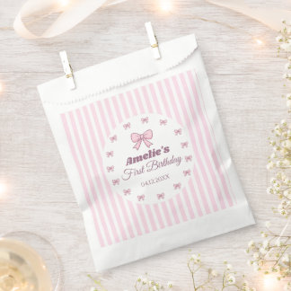 Cute Pink Bow 1st Birthday Party Favour Bags