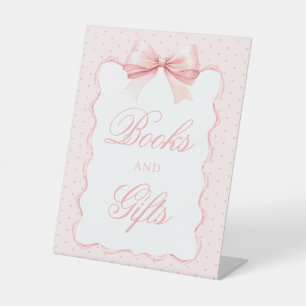 Cute pink bow baby shower Books and Gifts sign