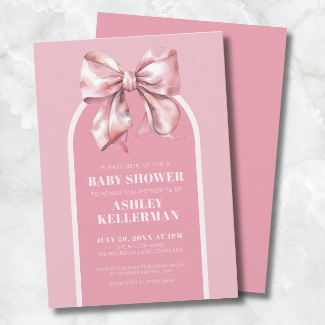 Cute Pink Bow Baby Shower Invitation (Cute Pink Bow Baby Shower Invitation )