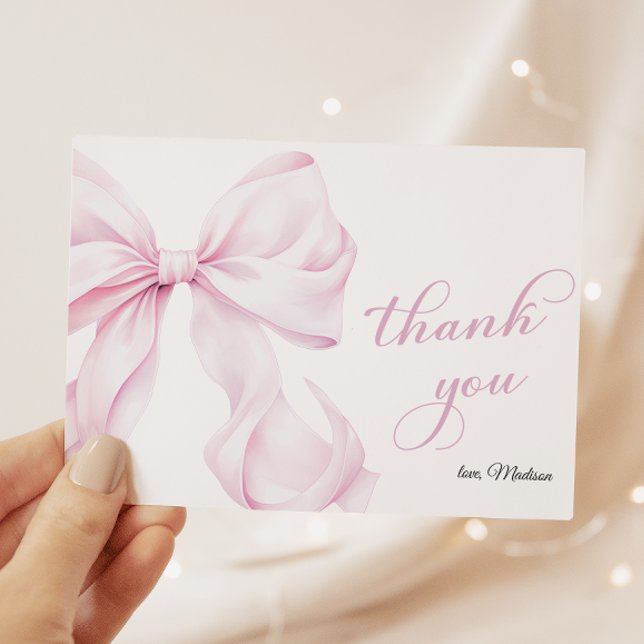 Cute Pink Bow Baby Shower Thank You Card (Creator Uploaded)