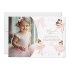 Cute Pink Bow Ballerina Birthday Thank You Card