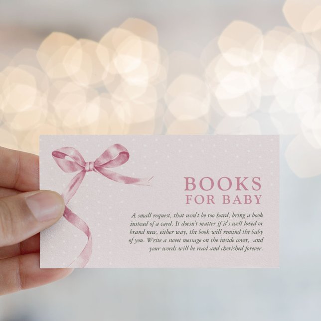 Cute Pink Bow Book Request Baby Shower  Enclosure Card (Creator Uploaded)