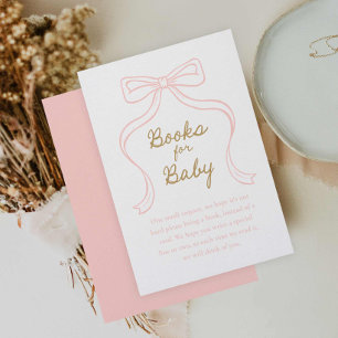 Cute Pink Bow Books for Baby Enclosure Card