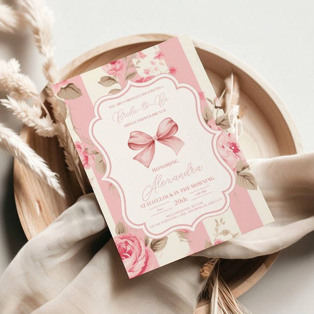 Cute Pink Bow Bridal Shower Invitation (Creator Uploaded)