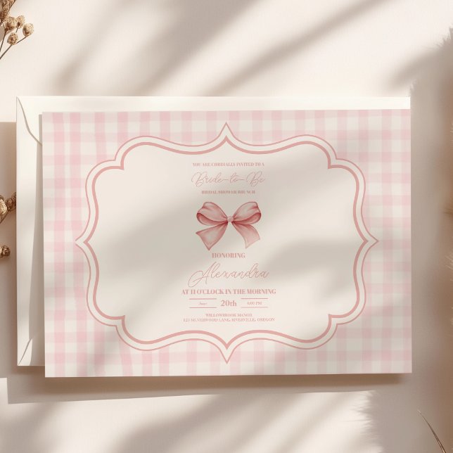Cute Pink Bow Bridal Shower Invitation (Creator Uploaded)