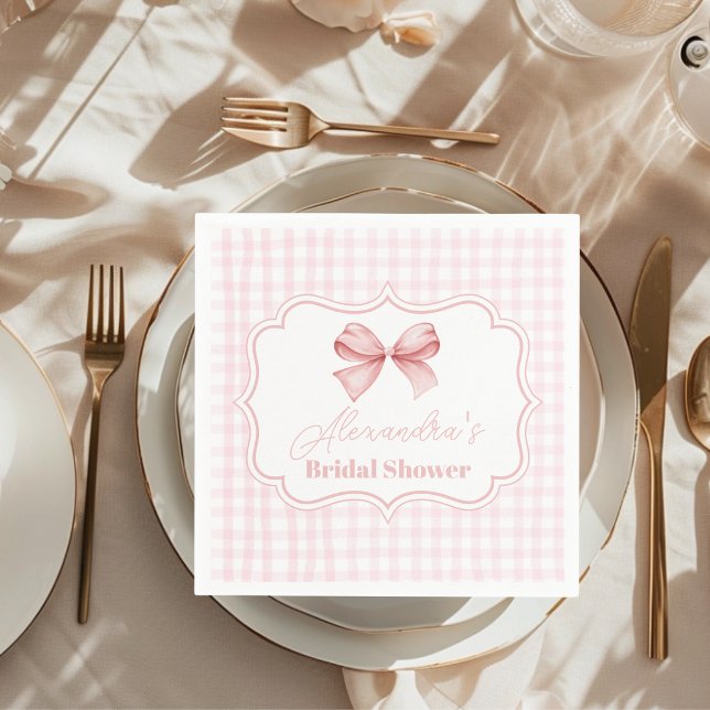 Cute Pink Bow Bridal Shower Napkin (Creator Uploaded)