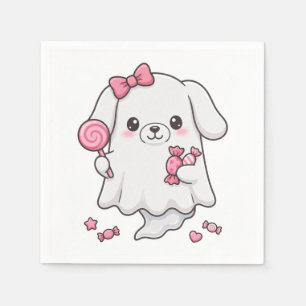Cute Pink Bow Candy Ghost Halloween Sticker Kawaii Napkin