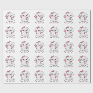 Cute Pink Bow Candy Ghost Halloween Sticker Kawaii Wrapping Paper