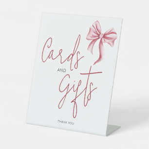 Cute Pink Bow Cards Gifts  Pedestal Sign
