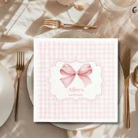Cute Pink Bow Coquette 1st Birthday