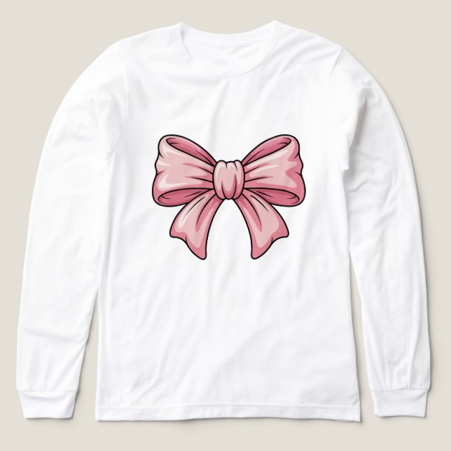 Cute Pink Bow Coquette Aesthetic Long Sleeve  Tri-Blend Shirt (Design Front)