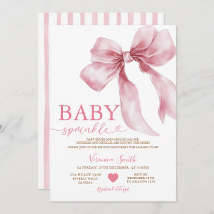 Cute Pink Bow Coquette Baby Sprinkle Baby Shower Invitation