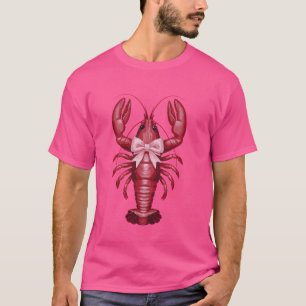 Cute Pink Bow Coquette Crawfish Clean Girl Aesthet T-Shirt