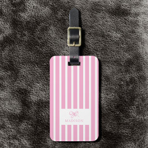 Cute Pink Bow Coquette Preppy Custom Name Luggage Tag
